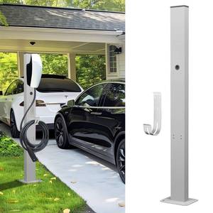 lot 7351 image: Ufixed Tesla Charger Pedestal Outdoor, EV Charger Stand with Holder for for EV Charger, Tesla Pedesta for Telsa Gen 3, Tesla Mobile Connector & J1772 Wallbox Charger
