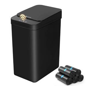 lot 7356 image: FRESHLIX Bathroom Trash Can, 2.6 Gallon Automatic Motion Sensor Touchless Garbage Can, Waterproof Trash Bin with Lid, Narrow Small Waste Bin for Kitchen, Office, Bedroom, Black