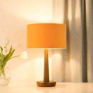 lot 7358 image: 18.5 Table Lamp for Living Room, Modern Dimmable Walnut Wood Desk Lamps for Bedroom, UL Listed Nightstand Lamp, End Table Lamps for Console, Entryway, Office, Dorm, Home Decor, Orange Velvet Shade