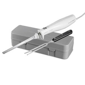 lot 7362 image: Hamilton Beach Electric Knife Set with Fork and Case  Ergonomic Design  Stainless Steel Reciprocating Blades  White  74251