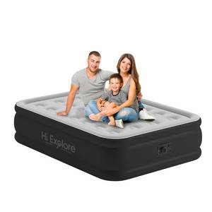 lot 7369 image: Hi Explore Air Mattress Full with Built in Pump Raised, with Comfortable Plush, Inflatable Blow Up Mattress, Portable Airbed for Home, Guests, Camping(Grey, 18�� Height)