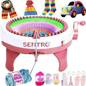 lot 7379 image: PKHOUHYI SENTRO 40 Needles Knitting Machine, Smart Automatic Knitting Machine for Adults and Beginners, Circular Weaving Crochet Knitting Loom Machine Kit for Hat,Sock,Scarf,Gloves,Sweater