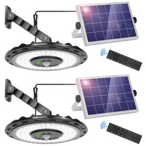 lot 7400 image: ropelux Solar Lights Outdoor Indoor, 3000LM Dimmable 5 Modes (2 All Day Modes) Motion Sensor Solar Shed Barn Light with Remote IP65 Waterproof for Gazebo Yard Patio Security Lighting, 2 Pack