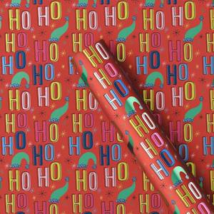 lot 8250 image: 25 sq ft Ho Ho Ho Christmas Gift Wrap Red - Wondershop��