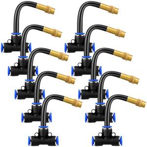 lot 8276 image: Zonon 10 Pcs Brass Misting Nozzles Tee with 4 Built in Hose for 0.328 mm Tubing 360 Degree Rotation Adjustable Water Mister Nozzle Thread Sprayer Misting Part Accessories for Patio Outdoor Cooling