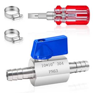 lot 8279 image: 38 Hose Barb Ball Valve, Mini Fuel Shut Off Valve, 304 Stainless Steel Hose Barb Shut Off Valve with Clamps, Heavy Duty 38inch Hose ID Barb Ball Valve for Heater Hose��Fuel��Water��Drip Irrigation
