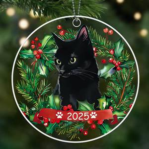 lot 8287 image: Black Cat Christmas Ornaments 2025, Cat Ornaments for Christmas Tree, Cute Acrylic Pet Ornament, Black Cats Gifts for Women