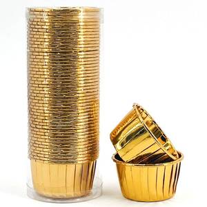 lot 8293 image: Party Hippo Gold Cupcake Baking Cups, 3.5 Oz 50 pcs Disposable Foil Muffin Liners, Aluminum Ramekin Holders