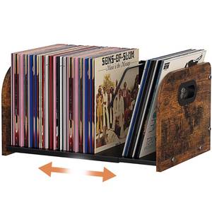lot 8298 image: RUILALIFE Vinyl Record Storage Holder, Expandable Record Holder Rack With Movable Divider, 110 LP Album Display Shelf Stand, Magazine Holder