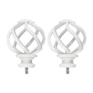 lot 8308 image: KAMANINA Replacement Finials for 1 or 78 Inch Curtain rods, Twisted Cage, M6 Screw Rod Ends, Ivory White, 2pcs