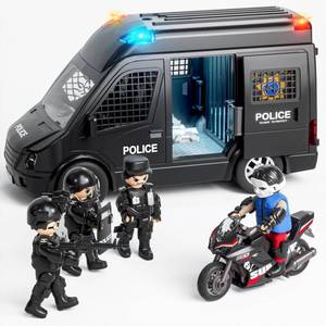 lot 8313 image: Doloowee Police Car Toy Truck for Kids 3-8, Large Toy Cars with Lights & Sounds, Emergency Vehicle Toddler Toys, Law Enforcement Role Playset, Play & Learn Toddler Toys Ages 3 4 5 6 7 8 9 10 11 12