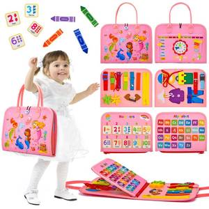 lot 8317 image: Silouka Preschool Learning Board for Toddlers 2-4, Montessori Busy Books for 1-4 Years, Sensory Busy Board for Travel Gift (Mermaid)
