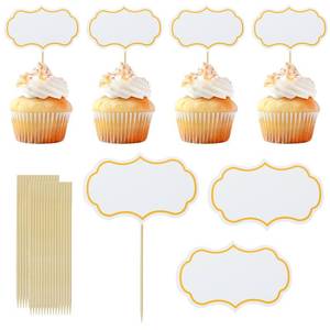 lot 8318 image: ONLYKXY 30pcs Cake Cupcake Toppers Blank Toothpick Flag Cute Food Appetizer Decor Funny Stick Picks DIY Marker Tag Sign for Graduation Theme Party Easter Bride Shower Birthday Wedding (White)