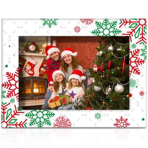 lot 8324 image: party greeting Christmas Picture Frame 4x6 Christmas Ceramic Photo Frame Decorations Holiday Christmas Xmas Gifts Vertically or Horizontally Suitable for Desktop Use (Snowflake)