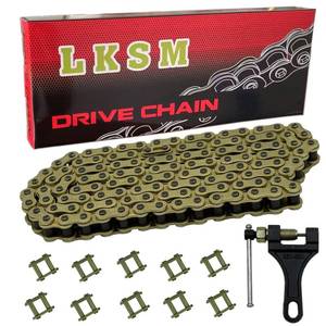 lot 8325 image: LKSM 428H Motorcycle Gold Chain 130 Links with Chain Breaker for 125 150 200cc Motorcycle Mini Bike Dirt Bike Go Kart Compatible with SSR TaoTao Coolster Apollo Baja Kazuma Chinese ATV
