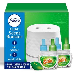 lot 8348 image: Febreze Plug Scent Booster Starter Kit, Oil Diffuser, Air Freshener Plug in, Continuous Scent Device  2 Gain Original Refills