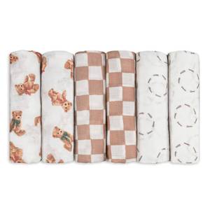 lot 8363 image: GLLQUEN BABY Receiving Blanket Boy Cotton Muslin Swaddle Blankets Girl Newborn Squares Breathable & Soft Thin Baby Blankets Cloths Double Absorbent Infant Swaddling Wrap - 6 Pack (Christmas Bear)