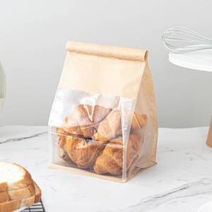 lot 8367 image: Roppolo 100 Pcs Bread Bags for Homemade Breads with Window, 6.3 x 5.1 x 10.3 Inch Tin Tie Tab Lock Resealable Bakery Loaf Bags for Packaging Sourdough Bread, Cookies, Bagels, Pastry