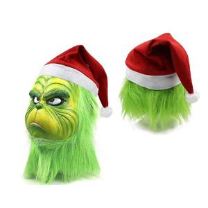 lot 8368 image: WPOZD Christmas Cosplay Latex Mask, Adult Green Costume Mask (yellow)