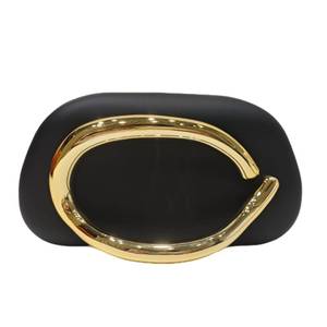 lot 8380 image: Acrylic Black Purse with Metal Handle,Classic Round Clutch Handbags, Crossbody Evening Bag Vintage Metal Clutch Purses