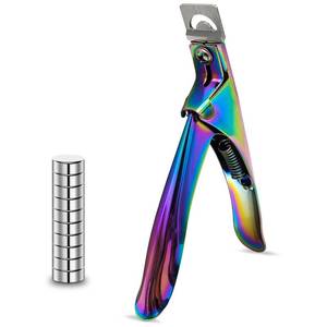 lot 8381 image: Acrylic Nail Cutter with Magnet Sizer & Length Measurement,Adjustable Stainless Nail Trimmer for Salon Home Nail Art, Professional Nail Clippers for Precise Manicures (Rainbow)