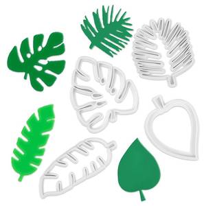 lot 8385 image: 4 Pcs Tropical Leaf Cookie Cutter, Hawaiian Palm Tree Cutter Fondant Mold, Multipurpose Fondant Leaf Cutter For Gum Paste Cake Decorating Holiday Biscuit Cutter For Cookie Making