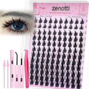 lot 8388 image: Manga Lash Clusters Kit Anime Lashes Cluster Kit Natural Wispy Eyelash Clusters Kit Spiky Fairy Individual Lashes Cluster with Spikes Invisible Clear Band DIY at Home 10-16MM by zenotti