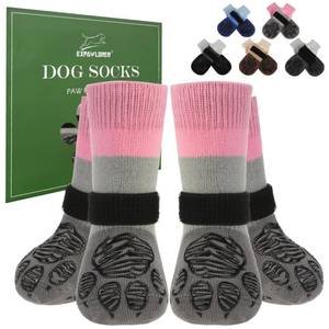 lot 8389 image: EXPAWLORER Anti Slip Dog Socks to Prevent Licking Paws, Dog Shoes for Hot Pavement, Dog Booties for Hardwood Floors, Dog Boots & Paw Protectors with Grippers for Small Medium Large Senior Dogs Pink M