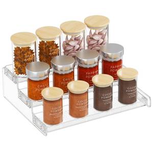 lot 8390 image: Lifewit Plastic 1 Pack 3-Tier Spice Rack, Clear Spice Organization for Cabinet, Counter, Organizer Shelf for Condiment, Seasoning, Syrup, Liquor, Medicine and Perfume for Kitchen, Pantry, Bar, Bath