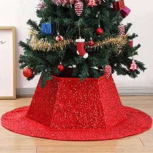 lot 8394 image: Mr. Pen- Red Sequin Christmas Tree Skirt and Tree Collar, 36 Inch Sparkly Base Cover, 24.8 Inch Foldable Sparkling Sequin Trees Skirt Collar, Red Sequin Tree Skirt, Christmas Skirts for Xmas Trees