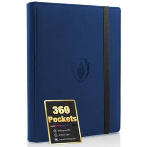 lot 8398 image: Premium 9 Pocket Card Binder for 360 Cards, Fabmaker PU Cover Trading Card Binder, Sturdy Card Collection Album, Sleek Card Holder Folders for Game Cards & Sports Cards, Navy Blue