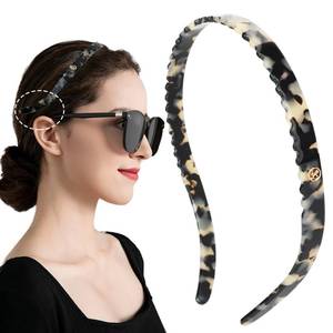 lot 8413 image: KOVOLITU Headband Designed for Eyewear,Flex No Pressure Comfortable Hair Band Fashion Acetate Headbands for Womens Sisters Girls Gifts-Amber