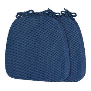lot 13017 image: PRONOUS 2 Pack Navy Blue Chair Cushions with Ties Removable Covers, D-Shape Dining Kitchen Chair Seat Pads Non Slip 17x16