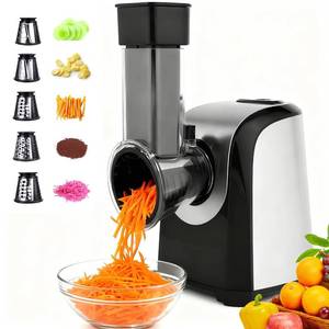 lot 13024 image: Electric Cheese Grater 150W Salad Maker 5 Different Shapes of Blades for SlicingShreddingGrinding, Compact Kitchen Electric Slicer Shredder for Block Cheese, Vegetables, Fruit, Carrots