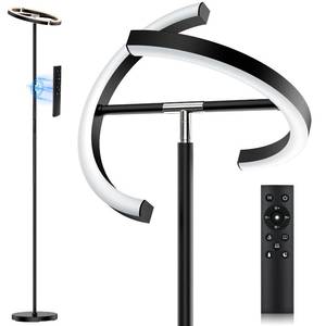 lot 13025 image: SIBRILLE LED Floor Lamp - Rotatable Standing Lamp with Touch & Remote Control, 3000-6000K, 22W Modern Floor Reading Light, Dimmable Corner Uplighter for Living Room Bedroom Office, Black