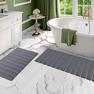 lot 13027 image: Setguopal 2 Pack Foldable Stone Bath Mats, Gray Super Absorbent Diatomaceous Earth Bath Rug, Non-Slip Shower Mat, Quick-Drying Bath Rug and Drying Mat for Tub and Shower