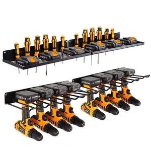 lot 13028 image: UU-Major Power Tool Organizer with Charging Station,Drill Holder Wall Mount,Garage Storage Shelves for Organization and Storage,Heavy Duty Pegboard Wall Organizer Set Solid Metal Black 2 Pack 4 Set��