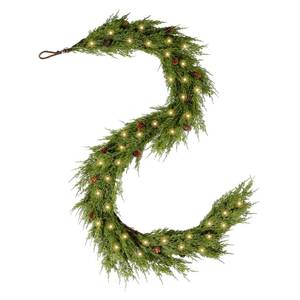 lot 13050 image: WBHome Real Touch Cypress Cedar & Pine Cone Evergreen Garland for Christmas Holiday Seasonal OutdoorIndoor Home Decor, 6FT Long