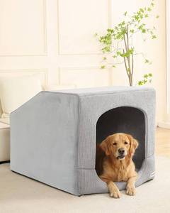 lot 13060 image: Hovicaed Indoor Dog House for Extra Large Medium Small Sized Dogs - Washable Removable Cushion and Cover Pet Orthopedic Dog Bed, Inside Dog House Large Space Strong Support, Cat Cute Tent Cave (XXL)