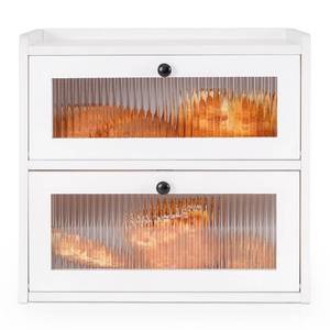 lot 13065 image: Sunhoo Bread Box for Kitchen Countertop Wooden Bread Storage Container Bin 2 Layer Breadbox Holder Large Capacity Keeper Vintage Farmhouse Food Organizer Pantry Shelf Acrylic Window (White)