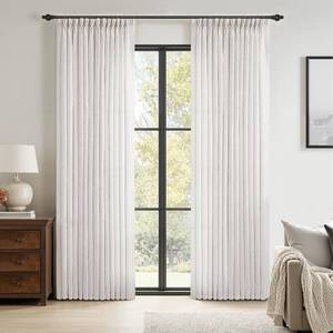 lot 13081 image: MIULEE Pinch Pleated Linen Curtains 90 Inches Long 2 Panels for Bedroom Living Room, Soft Thick Linen Textured Window Drapes Pleat Back Tab Hooks Semi Sheer Light Filtering Neutral Farmhouse