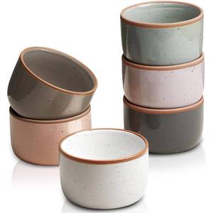 lot 13085 image: Morandi Color Ramekins Set of 6, 6 oz Creme Brulee Ramekin Oven Safe, Porcelain Ramekin Bowls, Mini Cheesecake Pans, Small Baking Dish, Dipping Sauce Bowls, Ramekins for Baking Souffle, Ice Cream