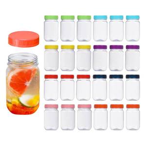 lot 13086 image: Naivees Plastic Mason Jars 16oz Storage Jars with Colorful Screw On Lid Empty Storage Containers Airtight Leak-Proof Food Jars for Kitchen and Home (24 Pack)