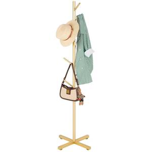 lot 13094 image: ZOZOE Metal Coat Rack Stand, Modern Coat Rack Freestanding with 8 Hooks, Coat Racks Easy to Assemble, Coat Tree Stand for Bags, Hats, Entryway, Office (Golden)