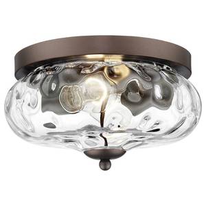 lot 13098 image: Darkaway Ceiling Light Fixtures Flush Mount Indoor Outdoor Ceiling Light with Water Ripple Glass Shade for Hallway Kitchen Bedroom Porch Living Room Bronze Finish