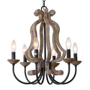 lot 13099 image: ANQIANYUE Farmhouse Chandelier 6-Lights Wood Chandelier 18.3 Distressed Black Rustic Candle Chandeliers for Dining Room Kitchen Island Foyer Living Room Entryway Hallway