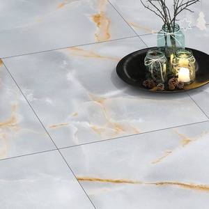 lot 13124 image: FunStick 30 Pack Peel and Stick Floor Tile Waterproof 12 x 12 Inch Grey Gold Marble Vinyl Flooring Peel and Stick for Bathroom Floor Tile Stickers Kitchen Laundry Room Bedroom Garage Laminate Flooring