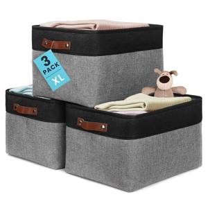 lot 13145 image: OrganiHaus Extra Large Fabric Storage Baskets for Shelves 3 Pack, 16x13in Closet Storage Bins for Shelves, Canvas Baskets for Organizing, Linen Closet Organizers, Cloth Basket, GrayBlack