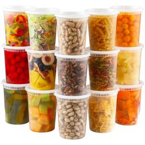 lot 13146 image: AOZITA 20 Sets 32 oz Plastic Deli Food Containers With Lids, Airtight Food Storage Containers, FreezerDishwasherMicrowave Safe, Soup Containers For Takeout Meal Prep Storage