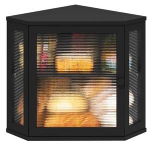 lot 13150 image: viewcare Corner Bread Box for Kitchen Counter, Bamboo Wood Black Bread Box, Large Capacity Bread Storage Bin with Acrylic Wavy Door Panel (Black, Meduim)